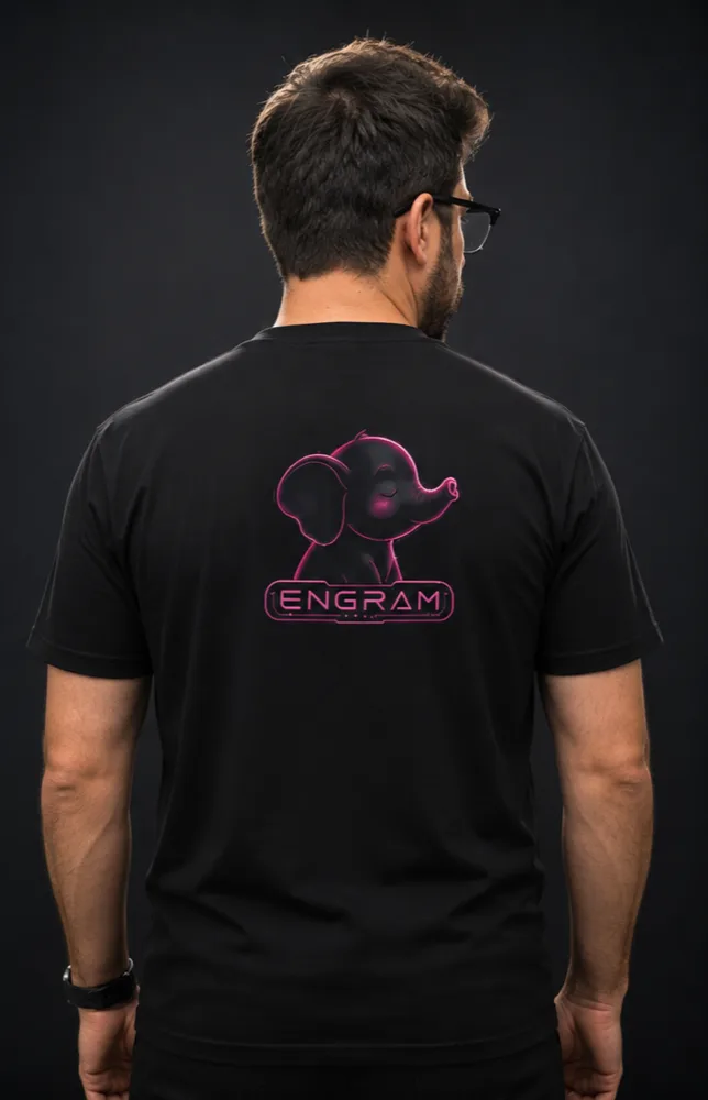 The back of the t-shirt: the Engram elephant